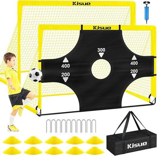 Kids Soccer Goals for Backyard Set, 2 of 6x4 ft Portable Pop Up Soccer Goal Training Equipment, Soccer Net with Target, Soccer Ball, Cones, Soccer Set for Kids Youth Toddler Sports Outdoor Games