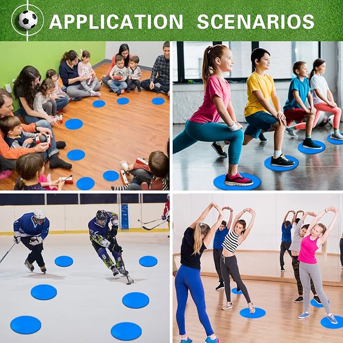 Poly Spot Markers 9 inch Non-Slip Rubber Agility Markers Flat Field Cones Floor Dots for Football, Soccer, Basketball Training Markers, School Activities, Exercise Drills, Social Distancing