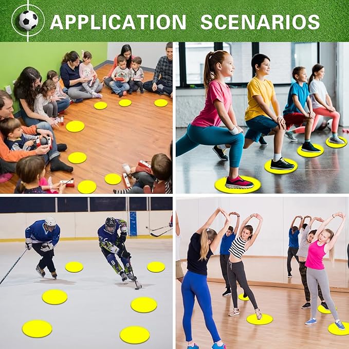 Poly Spot Markers 9 inch Non-Slip Rubber Agility Markers Flat Field Cones Floor Dots for Football, Soccer, Basketball Training Markers, School Activities, Exercise Drills, Social Distancing