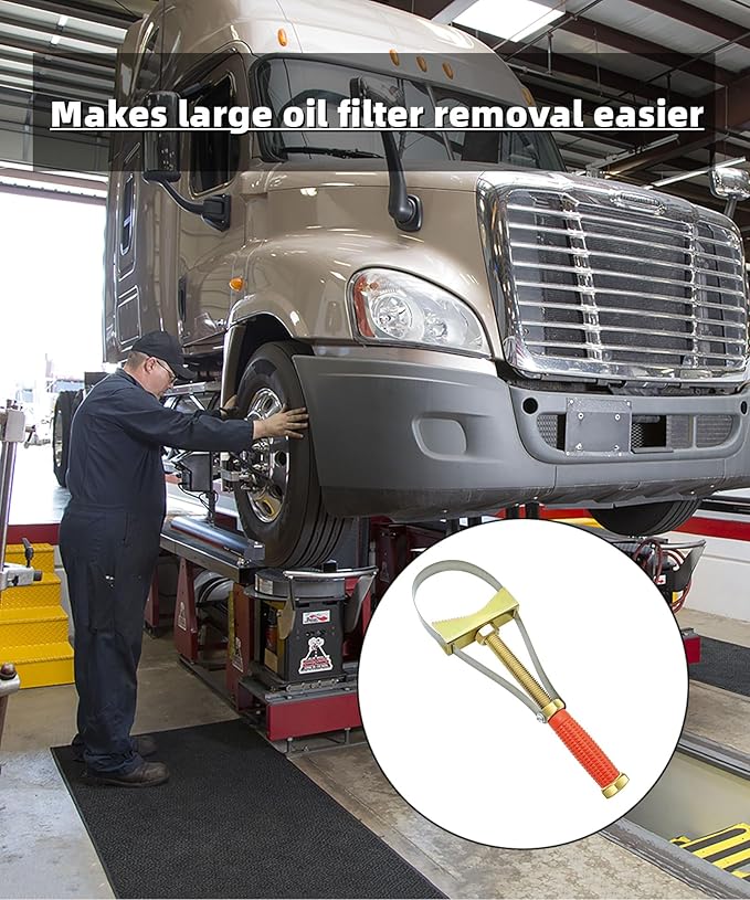 Heavy Duty Oil Filter Wrench,Adjustable Oil Filter Removal Tool,fits for larger size oil filters,fits for larger vehicles,large truck/large tractor/Excavators etc,Adjustable Strap 9-15 cm Diameter