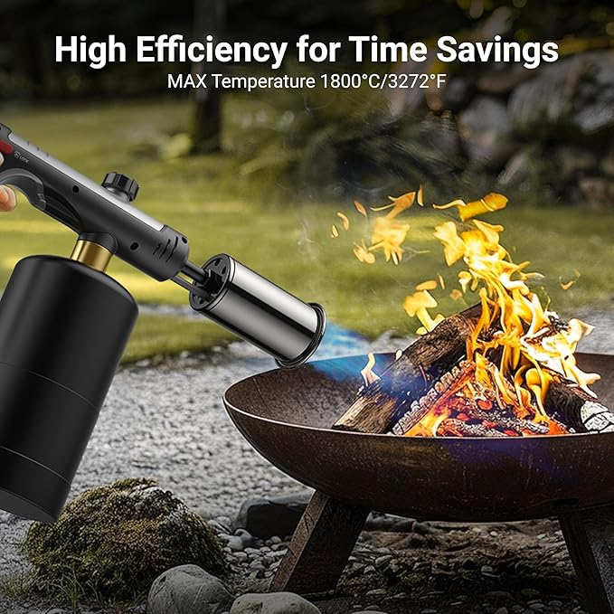 ThermoMaven Propane Torch with One-Touch Max Fire, Cooking Blow Torch Gun with a Safety Lock, Charcoal Lighter, Flame Thrower, Kitchen Food Torch Head for Grill, Sous Vide, BBQ (Tank Not Included)