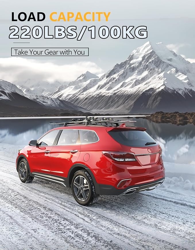 Tuyoung 220lbs Lockable Roof Rack Cross Bars Compatible with Hyundai Santa Fe 2013 2014 2015 2016 2017 2018 (with Flush Side Rails) Aluminum Roof Rails Crossbars Bars Rooftop Cargo Carrier Luggage