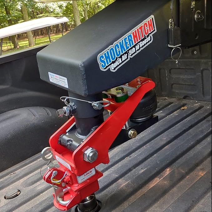Shocker Quick Air® 5th Wheel to Gooseneck Air Hitch & Shift Lock Coupler Conversion Kit, Fits Lippert 1621 0719 & RhinoBox - 24,000 lbs GTW