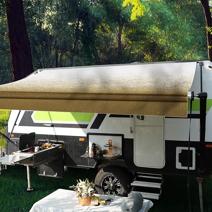 RV Awning Fabric Replacement Standard Grade Premium Vinyl (22'(Fabric 21'2"), Blue Fade)