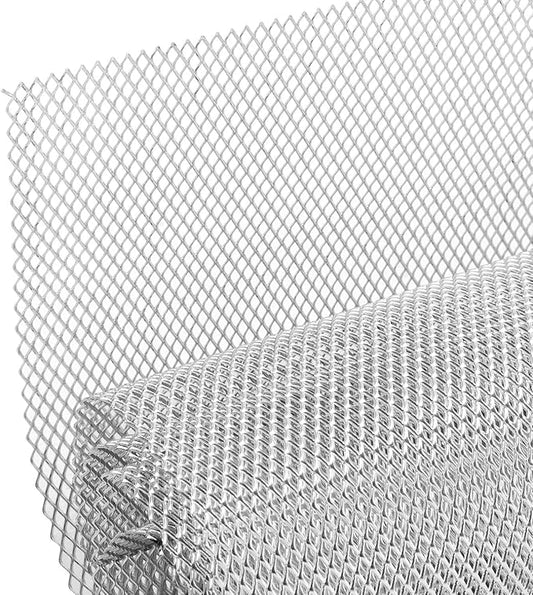 AggAuto 47x16 inches Car Pickup Truck Grill Mesh Spoiler Bumper Vent Aluminum Alloy Automotive Grille Insert Air Intake Racing Rhombic Hole 3x6mm Silver