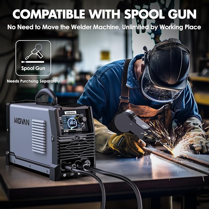 180A MIG Welder Machine, 110V/220V Dual Voltage Gas/Gasless Flux Core/Lift TIG/Stick/Spool Gun 5-in-1 Synergic Welding with 2T/4T, Portable Welders for Beginner, DIYers & Professionals