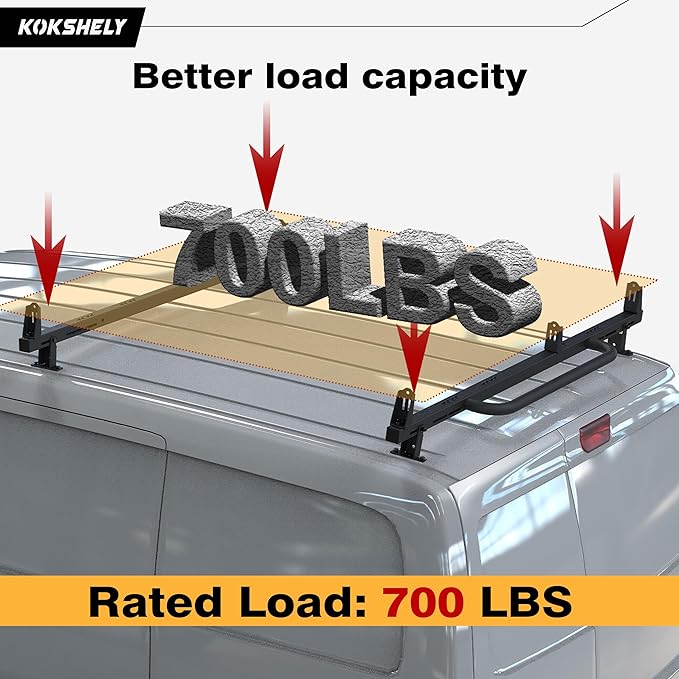 Universal 2 Bars Roof Ladder Rack 600 LBS Capacity Utility Adjustable Cross Bar with Stopper for Van Without Rain Gutter Fit for Kayak Canoe Ladder Lumber Pipes Cargo Carrier Accessories