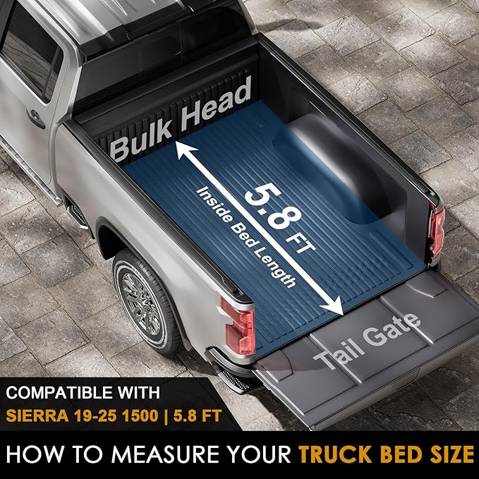 Low Profile Hard Tri Fold Tonneau Cover Truck Bed Cover for 19-26 Chevy Silverado/GMC Sierra 1500 5.8ft Bed, Heavy-Duty Locking Drill-Free Install Waterproof Fiberglass Anti-Theft Security (69.3")