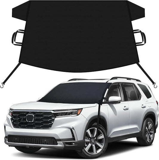 EcoNour Car Snow Cover Compatible for Honda Pilot | Windshield Cover for Ice and Snow with S-Hook Straps | Heavy-Duty 600D Oxford Winter Car Cover, Waterproof & Anti-Slip