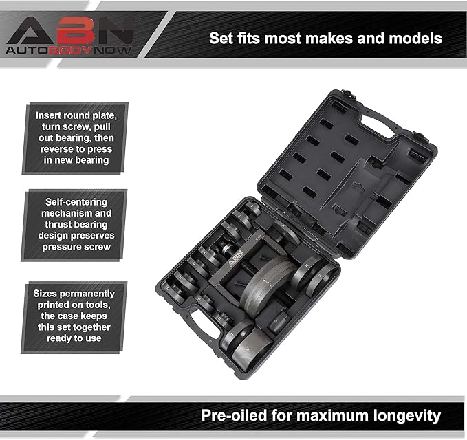 ABN Wheel Bearing Puller Kit Hub Removal Tool, Wheel Bearing Tool - Independent Suspension Roll Ball Bearing FWD RWD AWD