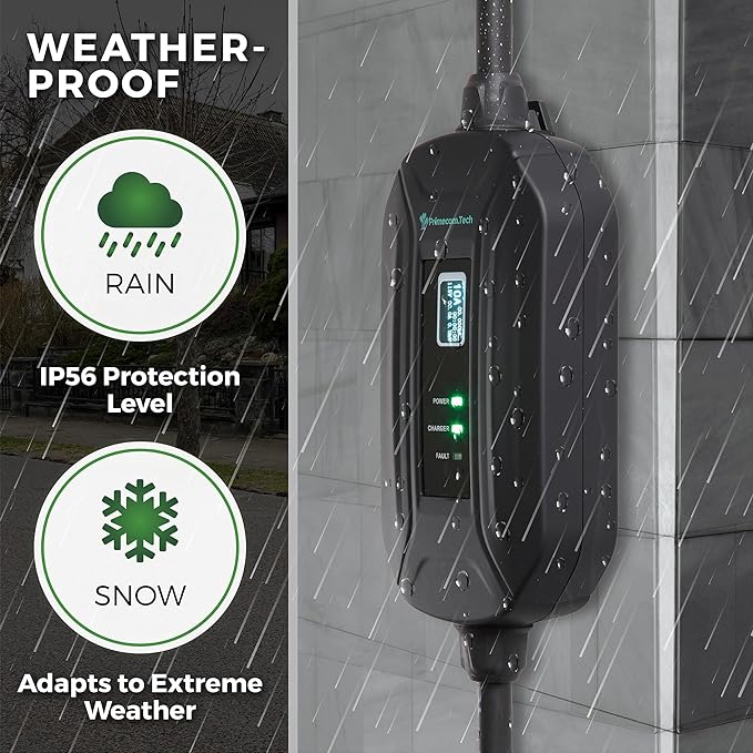 PRIMECOM Level 2 Electric Vehicle (EV) Charger (220V / 240Volt, 16Amp) Portable EVSE Smart Electric Car Charger, 30', 40', and 50 Feet Lengths (NEMA 6-50P, 50 Feet)