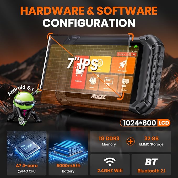 ANCEL V5 HD PRO Heavy Duty Truck Scanner, New Bi-Directional Control Diesel Full System Diagnostic Tool with 40+ Resets, ABS SRS D-P-F Regen, Lifetime Free Updates for Semi Trucks Commercial Vehicles