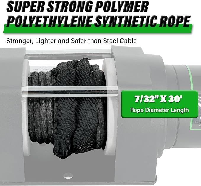 TYT 3500 lb ATV Winch, 12V DC Electric Winch with Wireless Remote and Wired Switch, 7/32"x 30FT Synthetic Winch Rope with Fairlead and Winch Mounting Plate