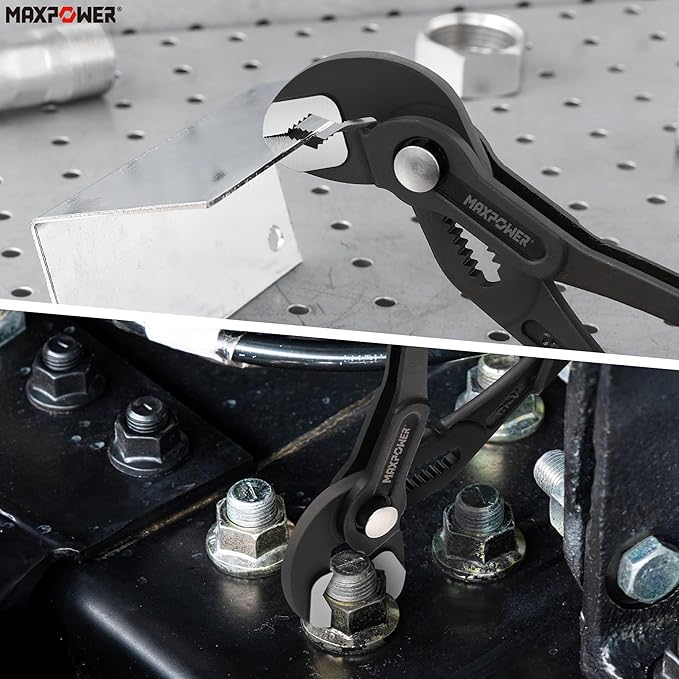 MAXPOWER 10 inch Water Pump Pliers, with 1.2 inch Jaw Capacity Opening Push Button Lock Pliers