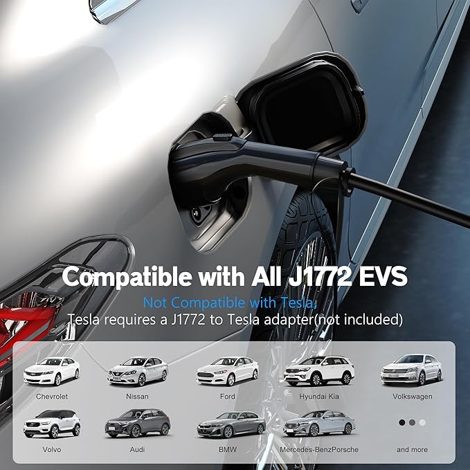 Level 1/2 EV Charger 16A Amp, 110V-240V Portable EV Charger with 20FT Cable, NEMA 6-20 & NEMA 5-15 Plug, Home Electric Vehicle Charging Station for All J1772 Electric Cars