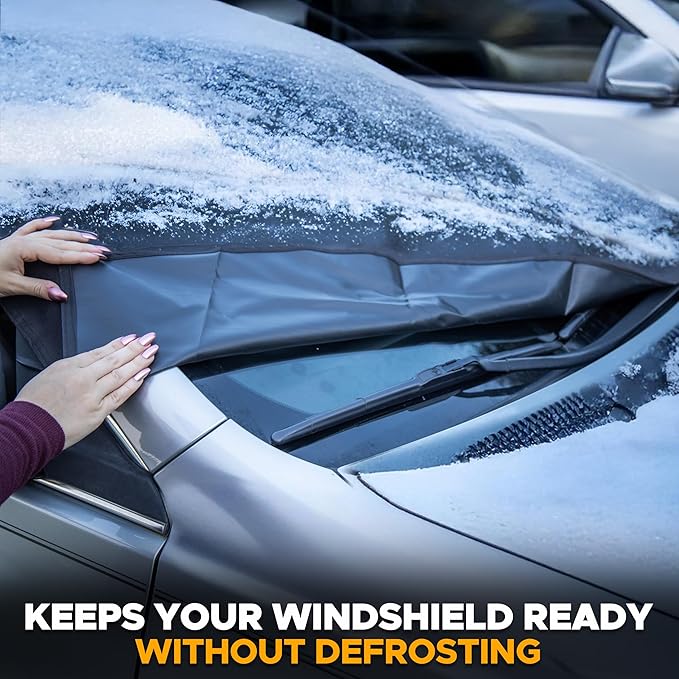 EcoNour Truck Windshield Snow Cover for Dodge Ram 1500-4000 (1994-2025) | 600D Oxford Car Cover for Snow and Ice Protection | Heavy-Duty Car Snow Cover | Ram Truck Accessories for Ice,Winter,Frost