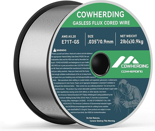 Mig Welding Wire, Flux Core Wire .035" E71T-GS 2-Pound Gas Solid Carbon Steel Low Splatter Mig Welding Wire Solid Wire for Mild Stee, High Feedability Strong ABS Plastic Spool Welding Wire
