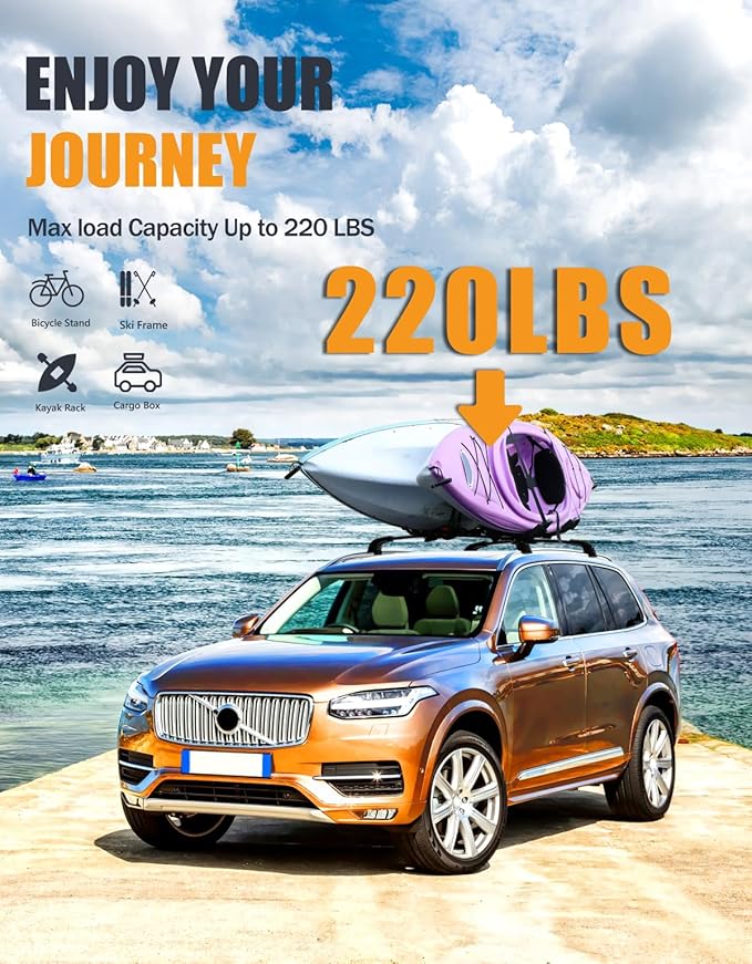 KINGGERI Roof Rack Cross Bars Compatible with Volvo XC90 XC-90 2016-2026, 220lbs Heavy Duty Anti-Theft Lockable Aluminum Roof Rails Crossbars Rooftop Accessories Luggage Racks Carrier