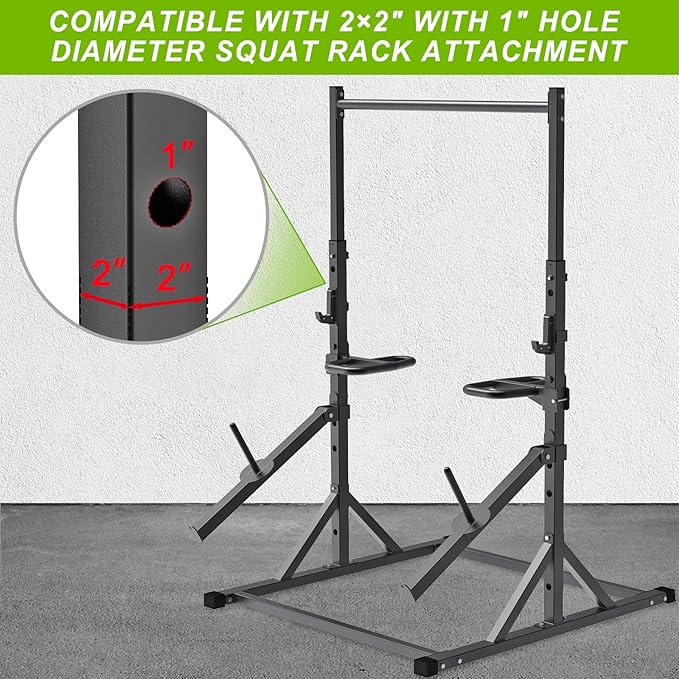 SELEWARE Adjustable Pull Up Station, Multifunction Pull Up Bar, Fully Welded, 500 lbs Capacity, Power Tower Dip Station for Home Gym