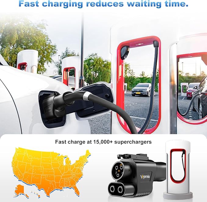 Tesla Charger Supercharger Adapter, NACS to CCS Adapter [Max 500A,1000V] Suitable for Charging Ford, Mustang, GM, Rivian, Volvo and Polestar Electric Vehicles at Tesla Supercharger (NACS to CCS)