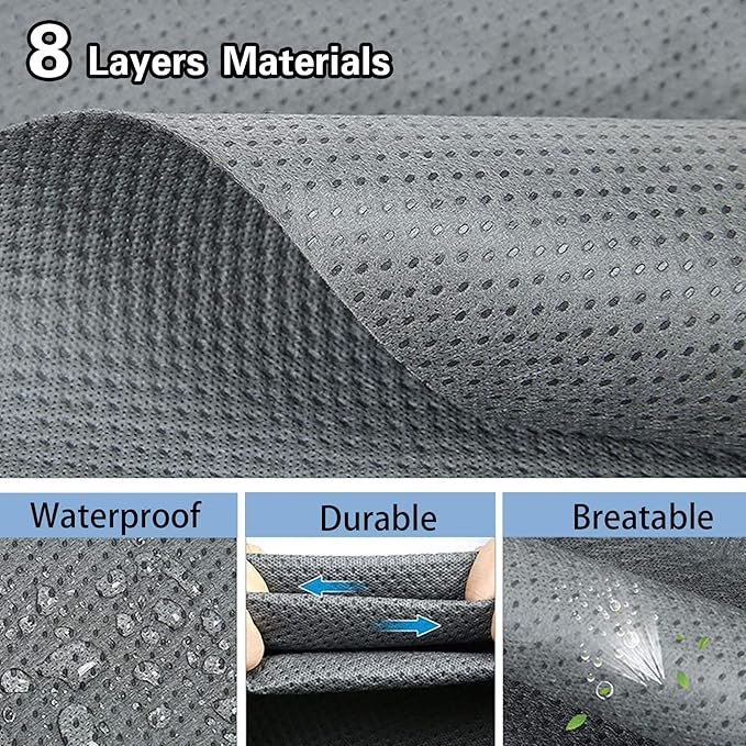 RV Covers 22-24FT 8 Layers Heavy Duty Windproof Trailer Camper Travel Trailer Cover for 22' to 24' Hauler Cover with Tongue Jack Covers and 9 Extra Long Windproof Ropes