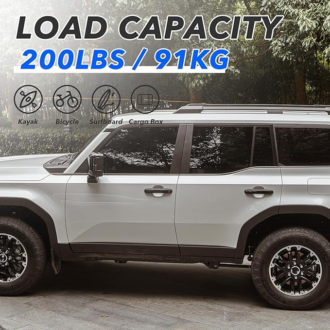 OEM Style Roof Rack Cross Bars for 2024-2026 Toyota Land Cruiser Prado LC250 J250/1958-200LBS Aluminum Alloy Lockable Cargo Carrier Rails (No Drilling Required)