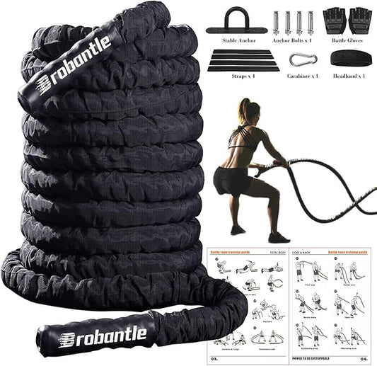 Battle Rope 1/1.26/1.5/2 Inch Diameter,Pink 30FT/40FT/50FT Exercise Workout Ropes for Home Gym Heavy Weighted Training Rope for Working Out