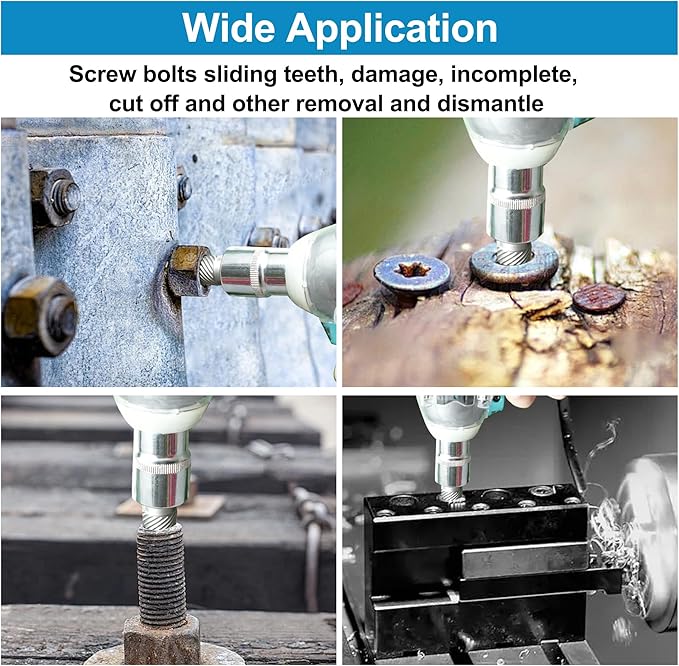 25-Piece Screw Puller Kit, Multi-Spline Hex Head, 3/8 Inch Drive Easy Removal Bolt Puller Kit for Removing Stripped, Rounded, Damaged, Broken, Screws and Bolts Removal Kit