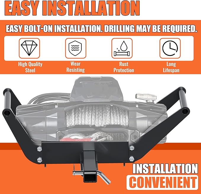 ECOTRIC 10x 4 1/2 Cradle Winch Mount Mounting Plate 8000-13,000 Lb Capacity Winch Mounting Hitch Receiver Recovery Winches Foldable
