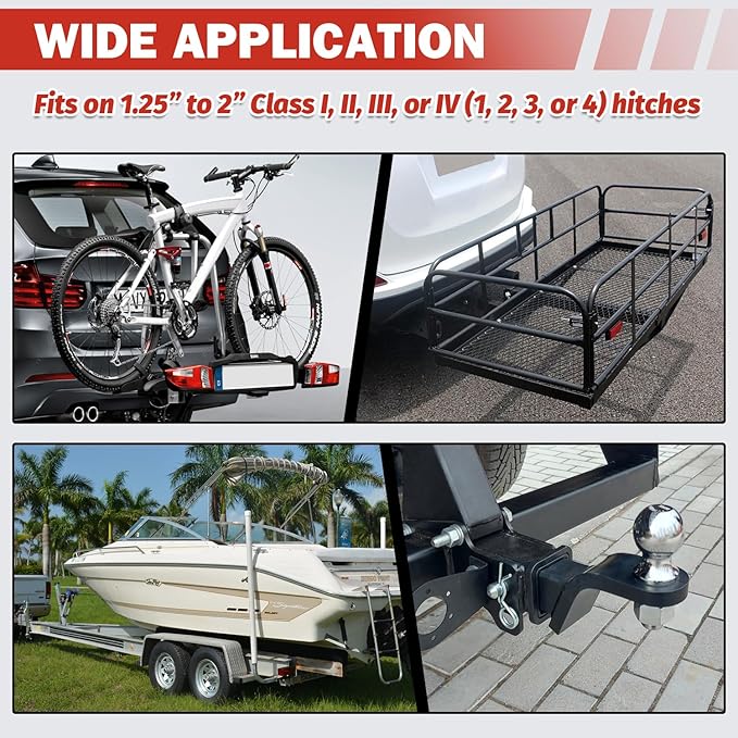 Hitch Stabilizer - Heavy Duty Anti-Rattle Stabilizer for 2" Hitch with Rubber Isolator. Ideal for Cargo Carrier, Bike Rack (Black & Red, 1 Pack)