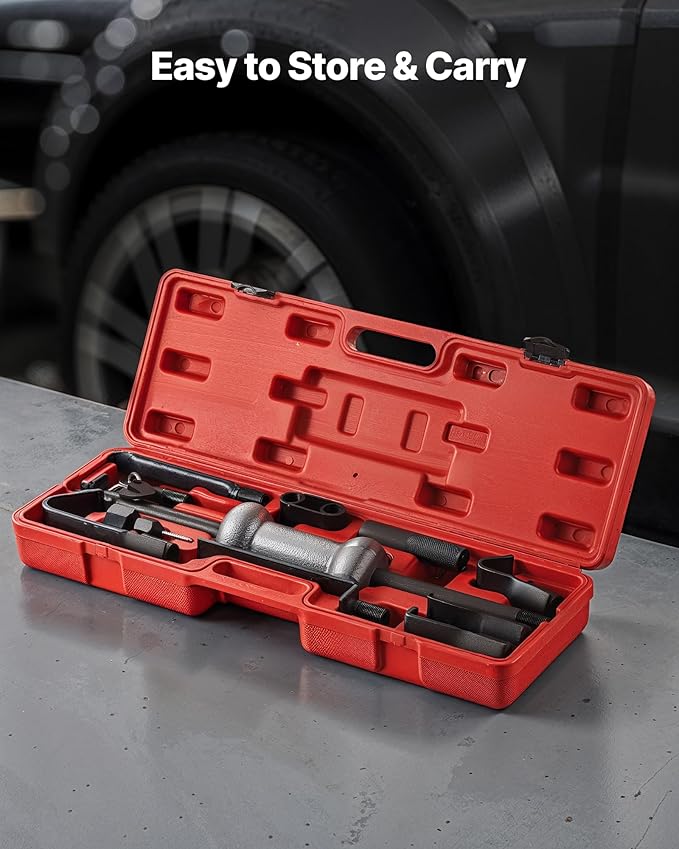 VEVOR Dent Puller Kit, 10 lbs 13-in-1 Slide Hammer Dent Removal Kit, Heavy-Duty Auto Body Truck Repair Automotive Damage Remover Tool Repair Frame with Carrying Case, Extension Rod, Non-Slip Handle