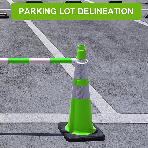 OrangeStar 28" Traffic Cones 4-Pack, Green Safety Cones with Reflective Collars, Weighted Rubber Base for Highway, Roadwork, Parking Lot Safety, Warehouse, Indoor & Outdoor Use