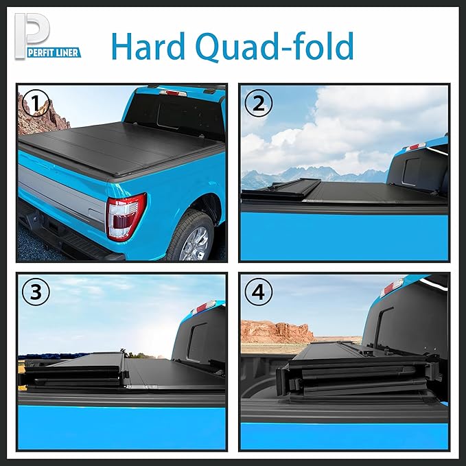 Perfit Liner 5.5 FT (67") Bed FRP Hard Quad-Fold Tonneau Cover for 2015-2026 Ford F-150 Styleside/Fleetside Truck Cargo Topper, Hardtop (Not for Flareside/Stepside)