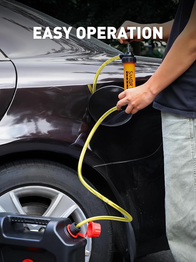 SMART JERRY - Siphon Pump for Gasoline, Fluid Transfer Pump Automotive, RV Antifreeze Pump Kit, Oil Transfer Pump, Hand Pump Siphon, Manual Fuel Transfer Pump, Transmission Fluid Pump, Lawn Mower Pump