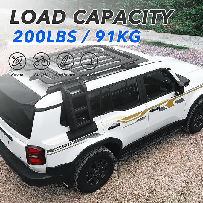 Roof Rack Platform for 2024-2025 Toyota Land Cruiser Prado (J250/LC250) | Heavy Duty Platform for Rooftop Cargo, Kayak, Canoe, Bike, Snowboard