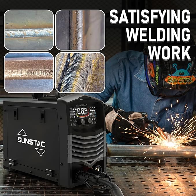 MIG Welder, 180A 110V/220V Gas MIG/Gasless MIG/Lift TIG/Stick 4 in 1 MIG Welding Machine, MIG with IGBT Inverter Synergic Control, Digital Screen Display and Over Loading Protection