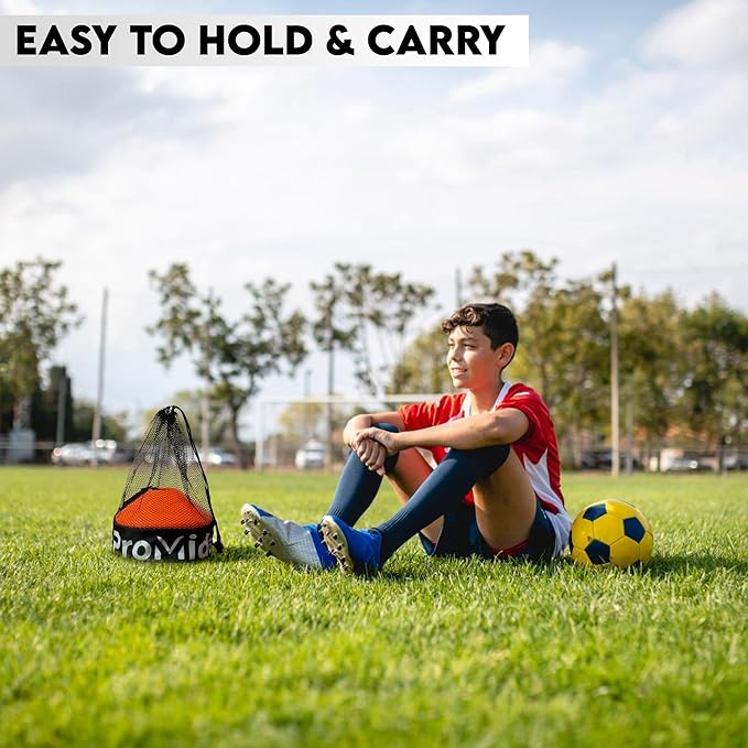 Disc Soccer Cones for Training Kids with Mesh Bag & Strap - Small Plastic Cones for Sports Training - Flexible Conos for Soccer Practice Equipment, Basketball & Football Drills Equipment