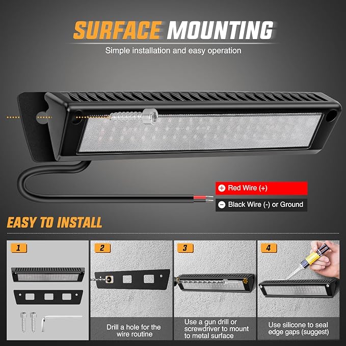 Nilight RV Exterior Lights 13 Inch Porch Light 1PC Amber Beam 12V 24V LED Scene Cargo Lighting Black Aluminum Housing for RVs Trailers Travel Campers 5th Wheels Motorhome SUV Truck