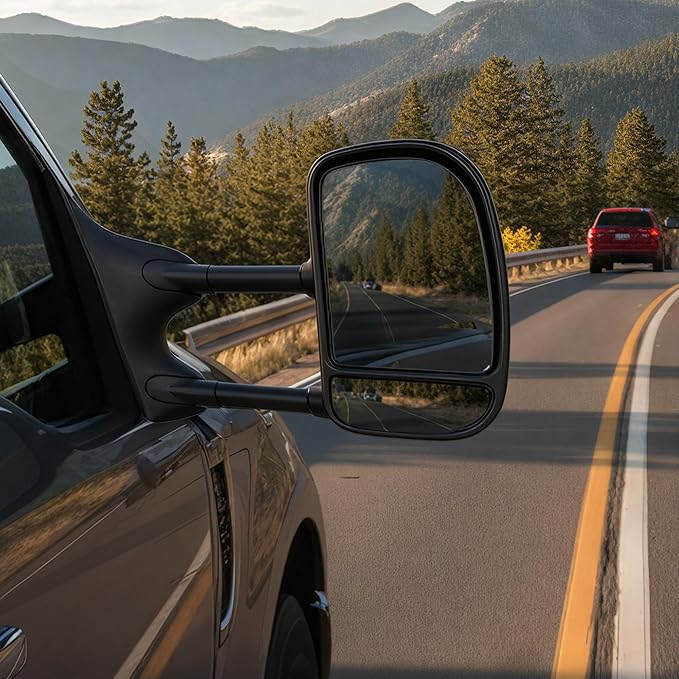 DWVO Side Towing Mirrors Compatible with 1999-2016 Ford F250 F350 F450 F550 Super Duty, 2001-2005 Ford Excursion, Power Heated, Manual Folding, Pair Set