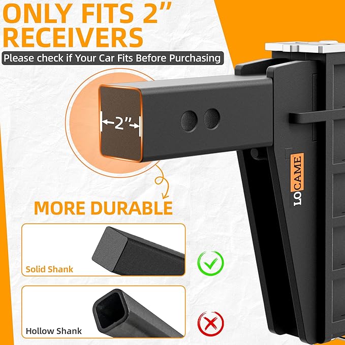 LOCAME Adjustable Trailer Hitch, Fits 2-Inch Receiver, 6-Inch Drop/Rise Drop Hitch, 25,000 LBS GTW-Tow Hitch for Heavy Duty Truck, Solid Ball Mount, LC0076