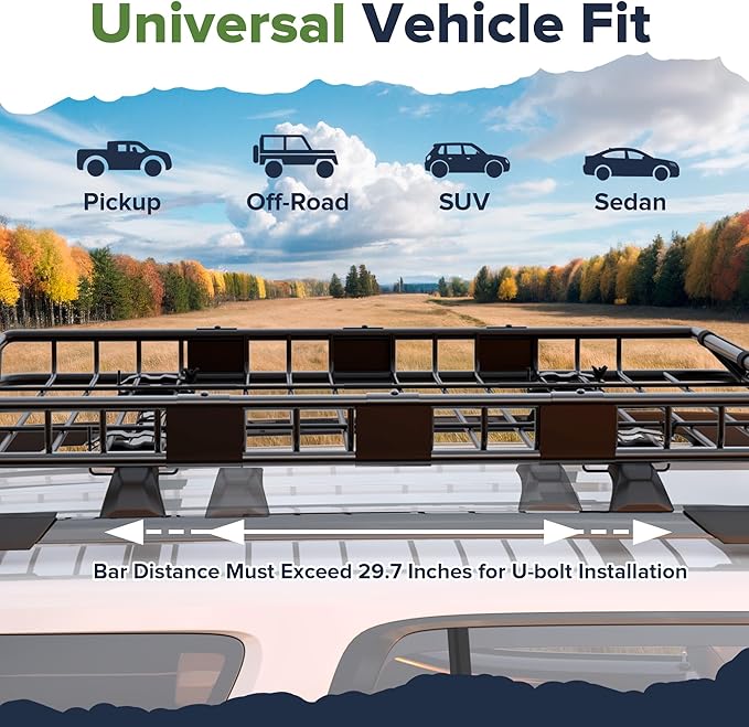 ARKSEN 54 x 39 x 5 Inch Upgrade Universal Roof Rack - 150Lbs Capacity Heavy Duty Rooftop Cargo Carrier with Extension for Car, SUV & Pickup, Durable Steel, Easy Install, Spacious Storage
