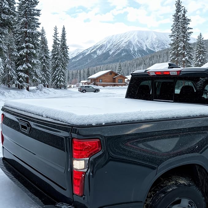 AUTOSAVER88 FRP Hard Tri-fold Truck Bed Tonneau Cover Fit for Ford F-150 F150 2004-2014 5.5ft Bed (Excl. Raptor Series)