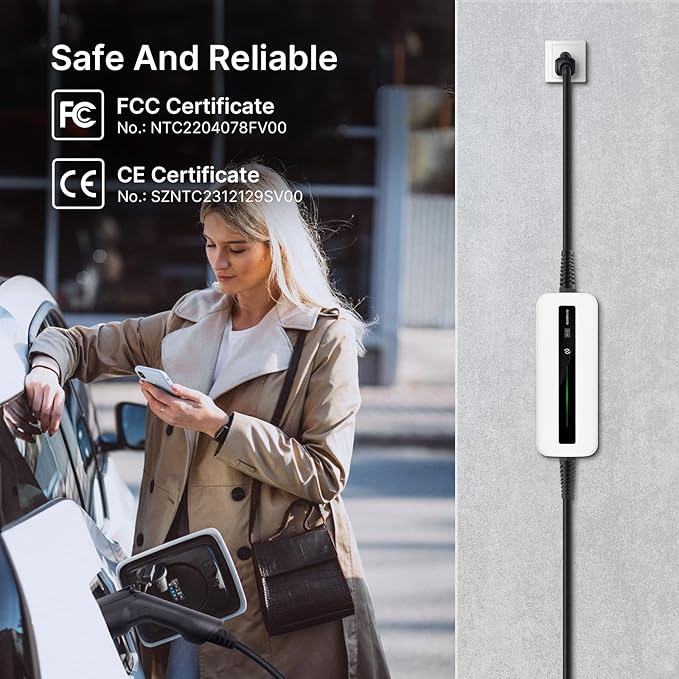 BESENERGY Level 1 ev Charger,15A,NEMA 5-15 110V-120V,20ft Charger Cable,Compatible with All j1772 ev Cars