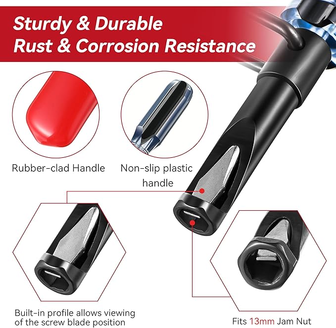 Dreyoo 13mm Valve Adjustment Tool Jam Nut, Slotted Valve Adjusting Stud, Valve Grinding Tool Compatible with Honda/Nissan Auto Vehicle Engines, Valve Lapping Guiding Removal Tool