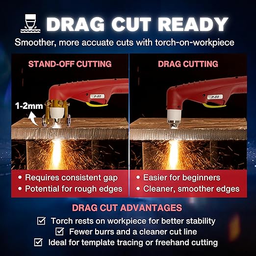 LOTOS LTP8500 85AMP Non-Touch Pilot Arc Plasma Cutter, Drag Cut Enabled, 1” 25mm Clean Cut, 1.5" 38mm Severance Cut, Metal Cut Machine, Plasma Cutting Equipment, 220V
