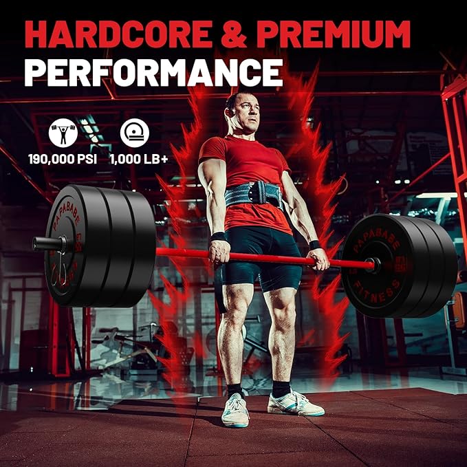 PAPABABE Olympic Barbell, 2-inch 45lb/35lb Weight Bar for Strength Training. 6.5ft/7ft Olympic Bar, 1000lb Plus Capacity, Chrome/Zinc Plating, knurled Grip for Bench Press Deadlift Squat