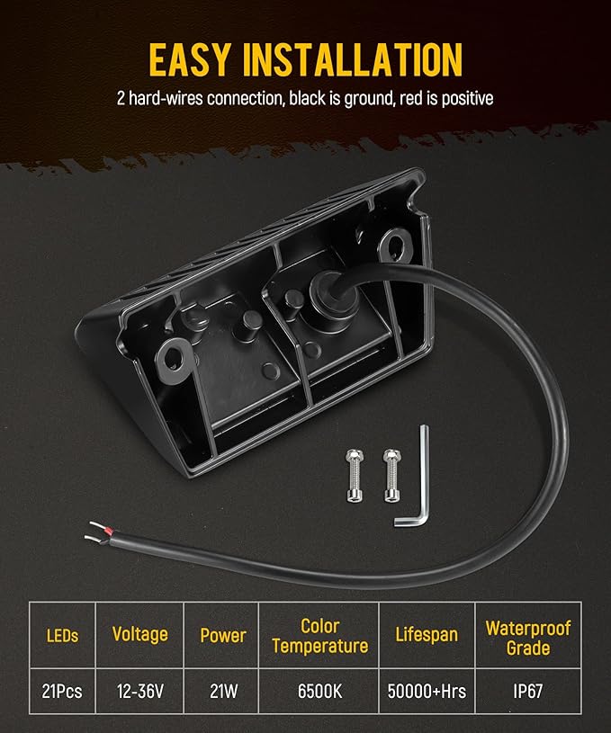 Partsam 2Pcs RV Porch Lights, 21LEDs Aluminum RV Exterior LED Light 1000LM White IP67 Waterproof for RV Camper Motorhome Trailer Trailer Boat