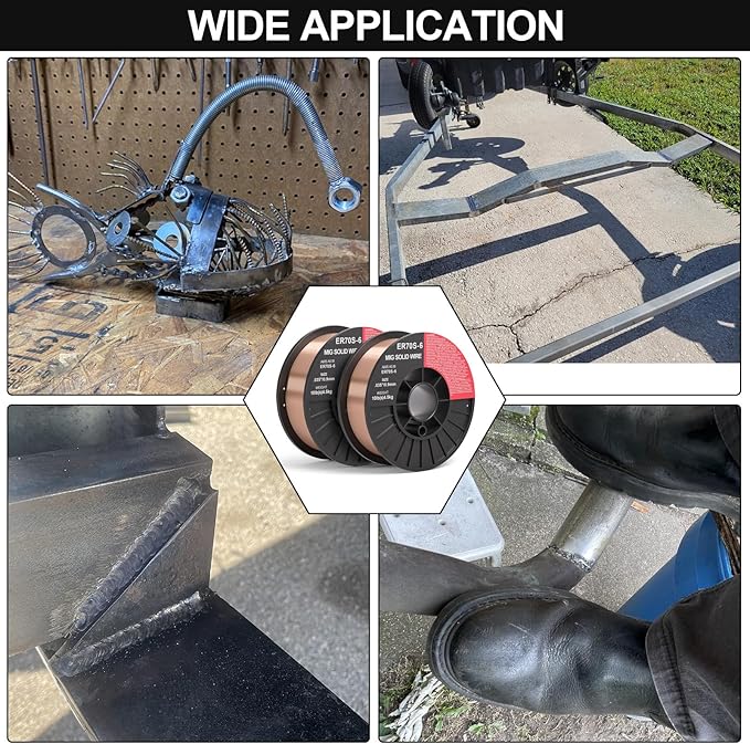 ER70S-6 .035-Inch on 10-Pound Spool Carbon Steel Mig Solid Strong ABS Plastic Spool Welding Wire (0.035-inch 10LB 2pk)