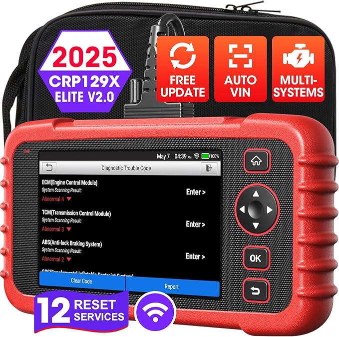 OBD2 Scanner LAUNCH CRP129X V2.0 Elite Scan Tool, Upgrade of CRP123X, 12 Reset Services, ABS/SRS/Transmission/ Check Engine Car Code Reader, Lifetime Free Update, FCA AutoAuth & Auto VIN, Battery Test