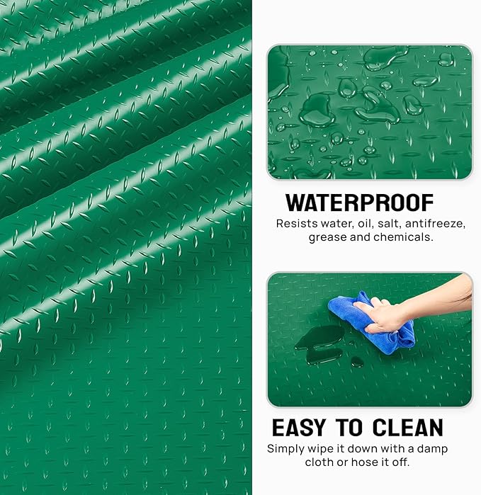 TUFFIOM 7.5 x 20 FT Garage Floor Mat, Thickened Diamond Plate PVC Garage Mats Flooring Roll for Under Car, Garage Parking Mats for Floor Large SUVs, MPV, Pickup Truck